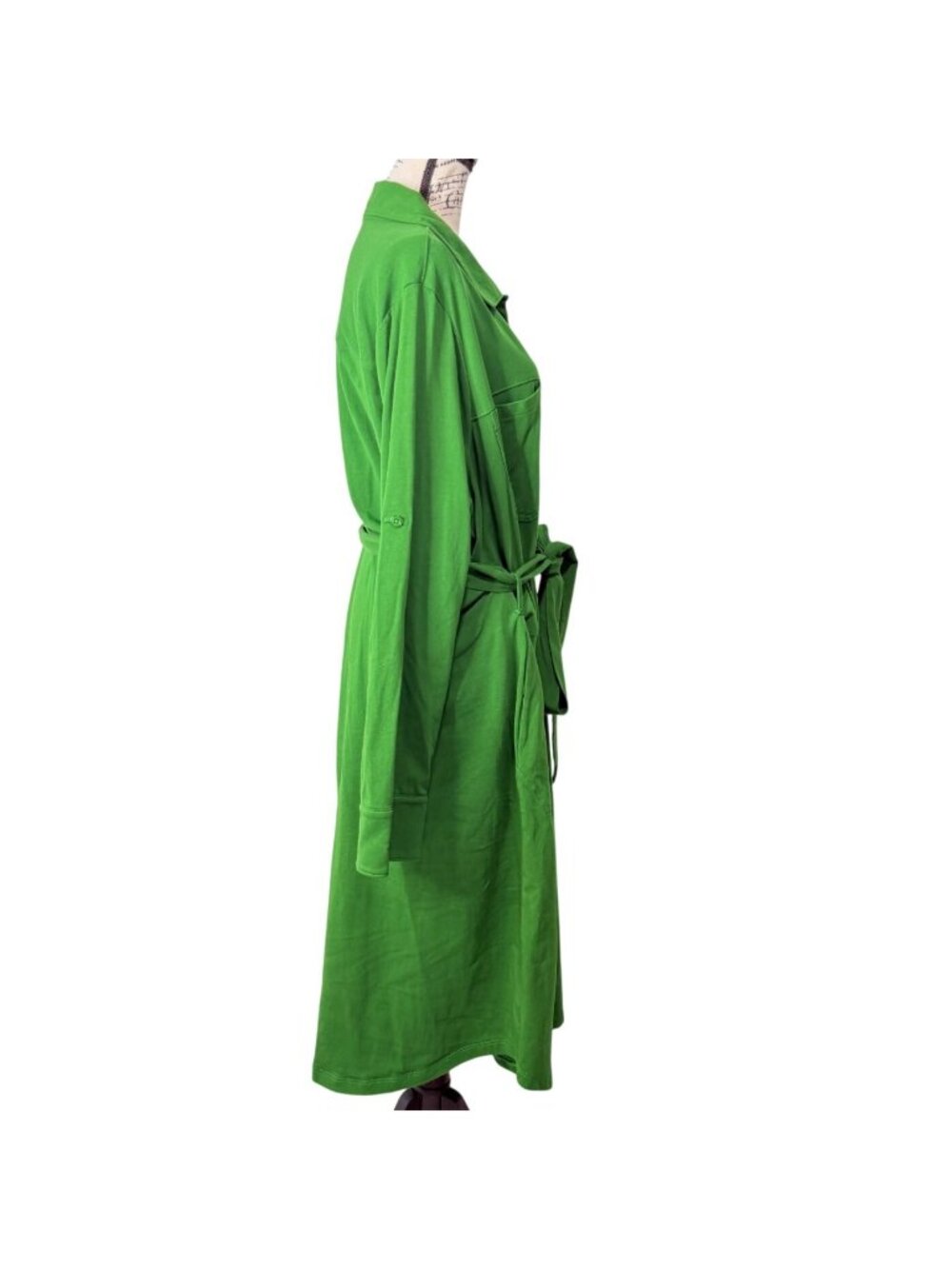 Universal Standard Womens Size L Shirt Dress Midi Green Belted Soft Cotton - Picture 2 of 7